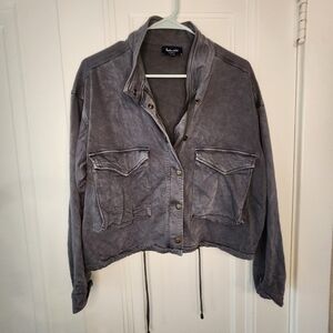 Splendid soft Gray Bomber Jacket Women's XS Oversized Military Slouchy stretch